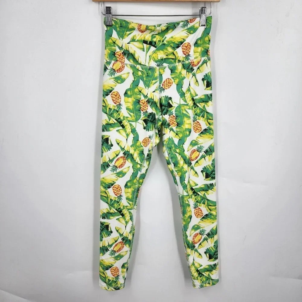 Wildfox Women's Palms and Pineapple Sweat Tropical‎ Leggings Size Small